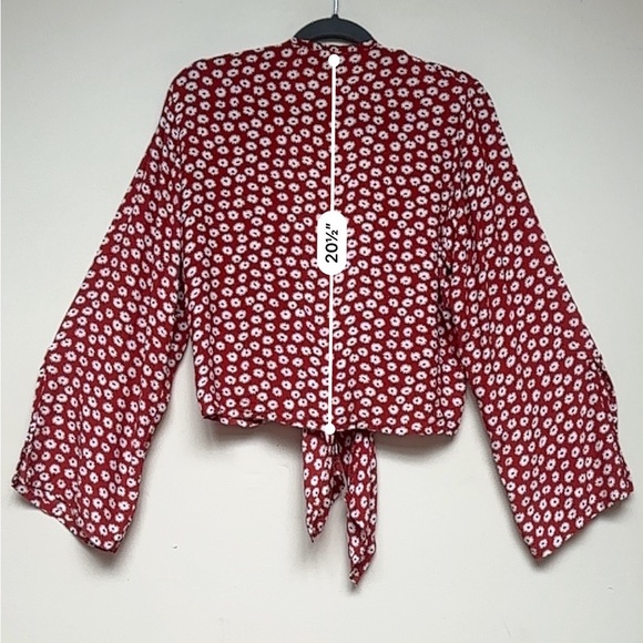 Faithfull the Brand Teguise Red Floral Print Tie-Front Top Size 4 Small - Picture 9 of 11